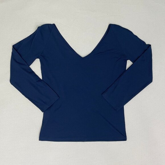 Blumarine Jea Navy Blue V-Neck Top Sailboat Design Size Small Stylish Casual - Picture 2 of 12